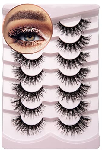 Onlyall Lashes Mink False Eyelashes Natural Wispy Lashes Soft Faux Mink Lashes Fluffy False Lashes 16MM A04