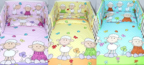 Primawela Baby Bettwäsche - Schäfchen- Kinderbettwäsche Babybettwäsche mit Kissenbezug Baumwolle (Gelb, 100 x 135 cm)