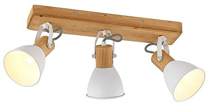 Ceiling Light 'Merela' dimmable (Scandinavian) in Brown Made of Wood for e.g. Living Room & Dining Room (3 Light Sources, E14) from Lindby | floodlight, Spotlight