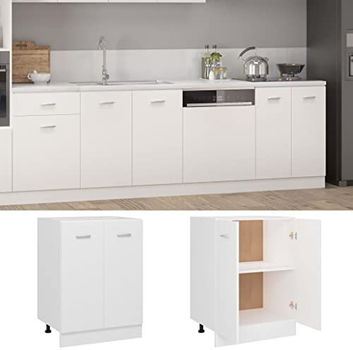 homiuse Unterschrank Weiß 60x46x81,5 cm KüChenschrank KüChenunterschrank SpüLe Mit Unterschrank KüChenschräNke Unterschrank Kitchen Cabinet KüChenschrank Weiß ohne Arbeitsplatte Zwei Regale