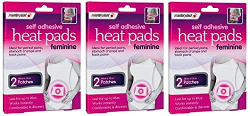 3X Self-Adhesive Feminine Heat Pads for Period Pains, Stomach Cramps Back Pains Feminine Pain Relief Heat Pads Body Warmer for Relieves Menstrual Cramps 6 Pads