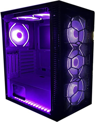 SaharaGaming P44 BLACK Mesh & Tempered glass case with fan & hub (4 x Pirate Duo Rings, Universal Hub)