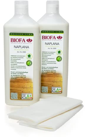 Eco-Werk Set BIOFA NAPLANA Pflegeemulsion 2085 2 x 1 Liter Konzentrat mit 2 Stück hochwertigen Bamboo Pads