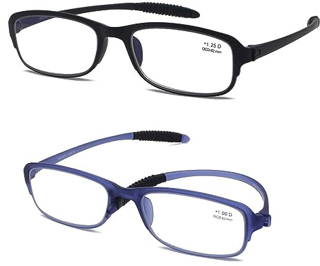 Mcoorn Lesebrille Leicht Flexibel für Herren mit Etui, Eckig Lesebrille Blaulichtfilter für Handy/Computer