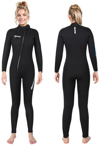 Owntop 5 mm neoprendräkter för kvinnor - vuxna neopren dykdräkt, dragkedja fram full längd, flexibel extremt varm för kallt vatten dykning, svart M