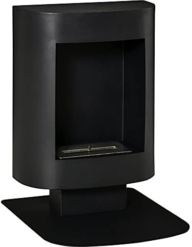 HOMCOM Chimenea de bioetanol con depósito de 1,5L y 3 Horas de combustión, biochimenea con Cubierta hasta 20㎡ Potencia calorífica 2000W, 46,5x53x65cm, Negro