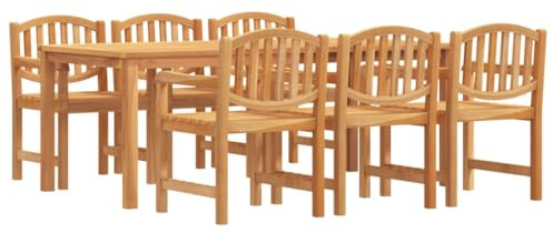 vidaXL Garten Essgruppe 7-TLG., Gartenmöbel Set Tisch 6 Stühle, Sitzgruppe für Garten Terrasse, Gartengarnitur Gartenset, Massivholz Teak