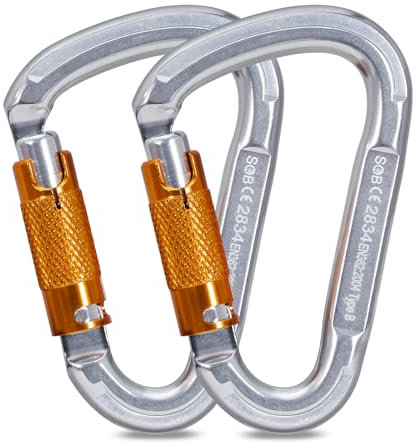 Karabiner Klettern Kletterausrüstung, Karabinerhaken aus Aluminium Karabiner Karabinerhaken für Hängematte, Schaukel, Camping, Angeln, Outdoor-Ausrüstung(25KN, 2 Pack)