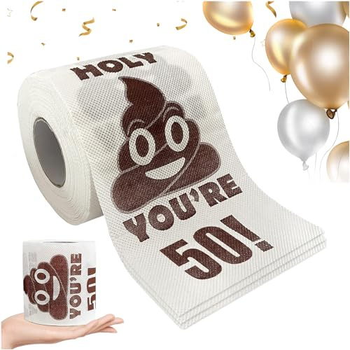 Funny Toilet Paper Birthday Gifts for Women Men, Happy Prank Toilet Paper 50th Birthday Decor Novelty Toilet Papers Roll Gag Gifts for Bathroom Decor Birthdays Party Decorations-50th Birthdays (50th)
