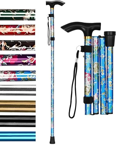 HATAF ® Bastón, Bastones Plegables para Mujeres, Bastones Plegables para Hombres, Ayudas a la Movilidad Bastones con Extremos de Goma, Ayudas para discapacitados Bastones Plegables para Mujeres (Flor
