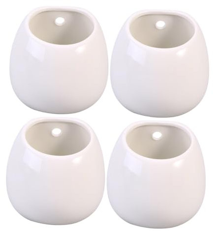 BESPORTBLE 4 Stück Keramik Blumentopf zum Aufhängen Weiß Praktischer und Dekorativer Wandblumentopf für Drinnen als Hängender Blumenhalter für Pflanzen