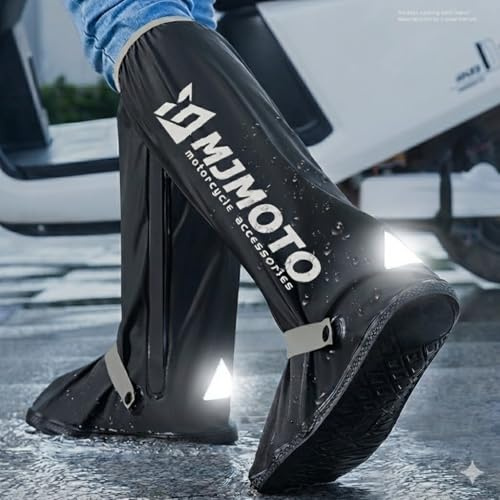 mjmoto Couvre-chaussures de moto à haute tige, créatifs, imperméables, réutilisables, pour moto, vélo, bottes de pluie, résistants à la pluie, couvre-chaussures (XL)