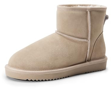 DREAM PAIRS Stivali da Neve da Donna in Vera Pelle, Resistenti Antiscivolo Comodi Caldi Stivaletti Invernali Alla Caviglia FuzzyClassic