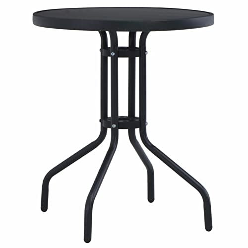 Chaduof Gartentisch, Gartentisch, Terrassentisch, Esstisch Garten, Gartenesstische, Gartenmöbel, Außentisch, Schwarz 80 cm Stahl und Glas