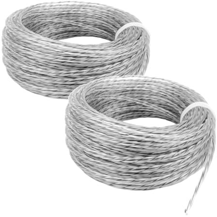 MIKONI 2er Set Mähfaden 15 Meter x 2, Kernverstärkter Rasentrimmerfaden Trimmerfäden (2.0 mm 15m, 2 Stück)