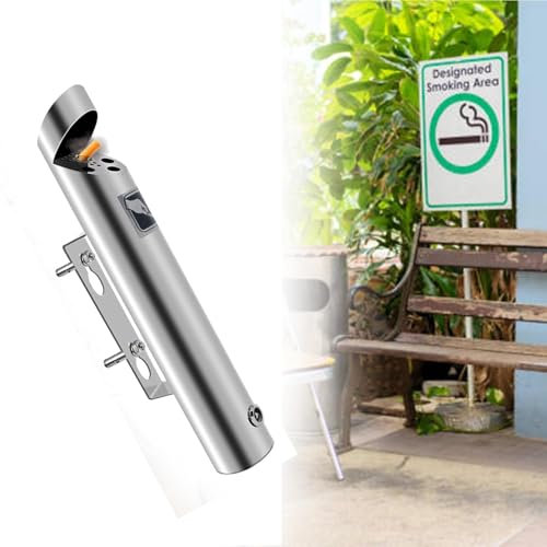 GUODDM Wandaschenbecher Für Draußen, Wandaschenbecher Für Draußen, Wand-Aschenbecher Edelstahl Outdoor Zigaretten-Aschenbecher Creative Public Smokeless Ash Tray Smoking Receptacles Abschließbar(A)