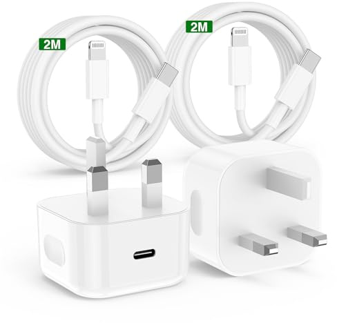 iPhone 14 13 12 11 Fast Charger Apple MFi Certified,2Pack 20W PD USB C Plug UK with 2M USB C to Lightning Charging Cable for iPhone 14 13 12 11 Pro Max XS XR X 8,iPad