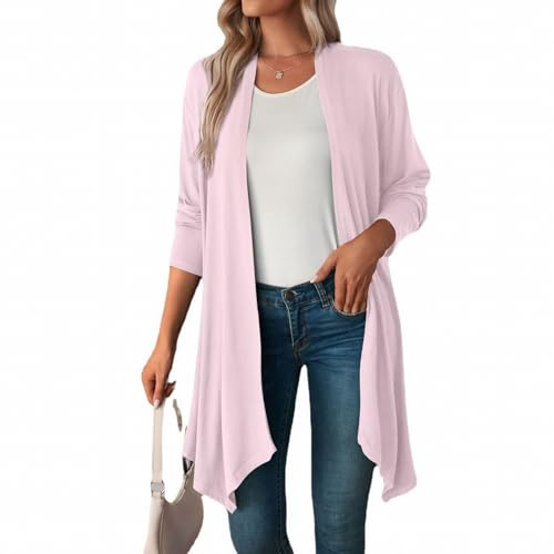 MSIYOW Cardigan Donna Lungo Manica Lunga Cardigan Leggero Estivo Autunnale Coprispalle Elegante Casual