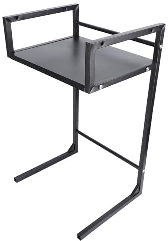 Luocute Microwave Rack, Carbon Steel Microwave Storage Stand for Coffee Machine Rice Cooker Juicer Blender, Countertop Kitchen Utensil Organizer Shelf with 3 Hooks