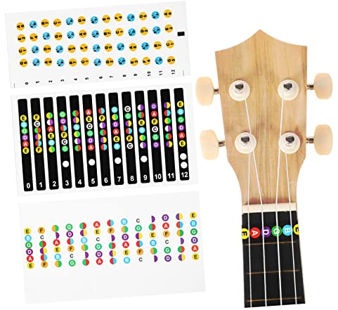 SHOWERORO Ukulele Griffbrett Aufkleber Selbstklebend Farbcodierung Noten Lernhilfe Papiermaterial Anfänger Kinder