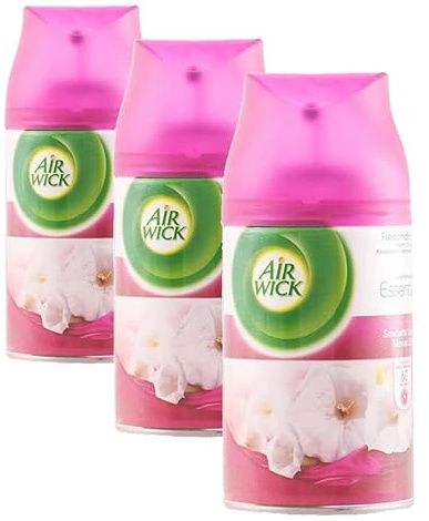 Air Wick Freshmatic - Recambio de Ambientador Spray Automático, Aroma a Lirio de Luna y Satén de Seda, 250ml (Paquete de 3)
