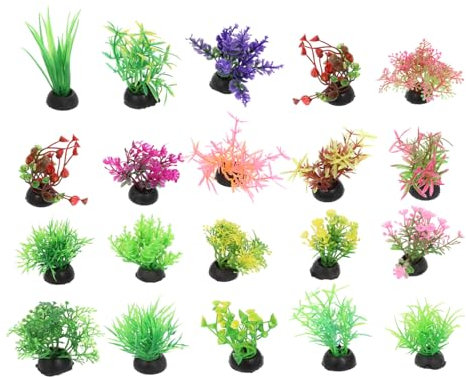 Yardwe 2sets Fish Tank Landscaping Water Plants Aquarium Plants Pond Seaweed Fish Tank Decorations Terrarium Decor Aquatic Grass Plant Pool Skimmer Net Aquariums Fish Net 20pcs*2