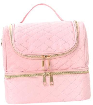 Harilla 2 Tier Nagellack Aufbewahrungsbeutel Organizer Leicht wasserdichte tragbare Tragetasche Nagellackhalterschachtel für Hotel, Rosa