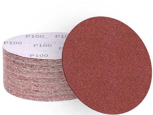 ALPXUXP Sandpaper 150 mm 100 Grit Sanding Discs Non-Hole Professional for Round Random Orbital Sanders (Pack of 50)