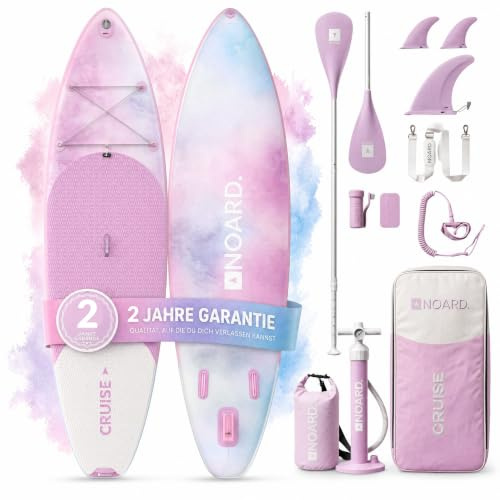 NOARD SUP Board aufblasbar Double-Layer-Dropstitch 326 cm bis 140 kg | Komplett-Set inklusive Paddel, Doppelhub-Pumpe, Rucksack, Leash und Drybag