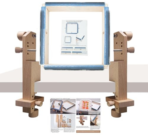 Stickrahmenhalter mit Stickrahmen, Holz, Stickrahmen, Stickständer, Nähständer für Schreibtisch
