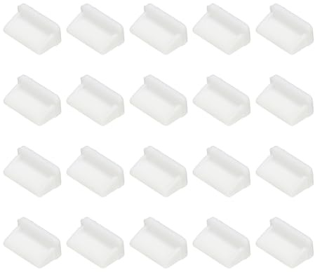 PATIKIL 0.5 Inch USB Type A Dust Plug, 20 Pcs Anti Dust Plug Cover Silicone Charging Cap Port Cover Protector Female End for USB Computer Cell Phone Port Device, White