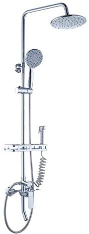 Wand montiert Silberne Duschsystem, Duschset mit Duschkopfhand gehalten Körpersprays über Kopf, Messing Duschmischer Set für Badezimmer