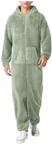 Grenouillère pour Homme Pyjama Polaire Pyjama en Flanelle à Capuche Pyjamas Une pièce en Polaire Onesie en Peluche Comfortable Homme Rompe Sleepwear Ample