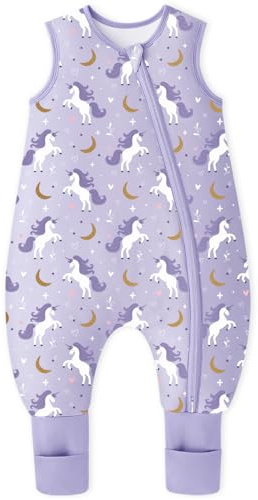 Yoofoss Saco de Dormir para Bébé con Pies Calcetines 1.5 TOG Algodón Todo el año Primavera Otoño Súper transpirable Dormir para Unisex 80 cm Niñas Niños 18-24 Meses