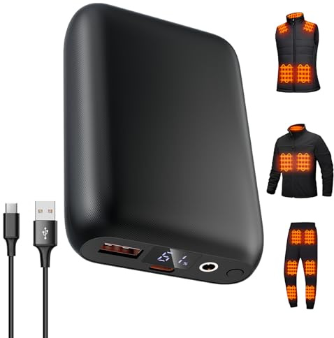 16000mAh de Powerbank pour Veste Chauffante, Pack de Batterie Externe à 7,4V pour Gilet Chauffant, Pack de Powerbank Intelligent Rechargeable pour Les Vêtements Chauffants, Vestes et Pantalons