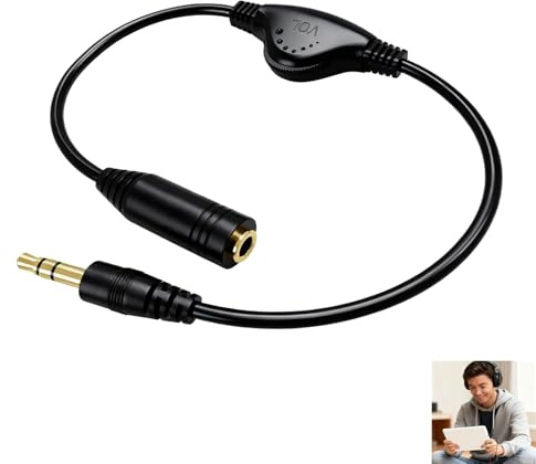 Cavo Audio con Controllo Volume, Prolunga Cuffie con Volume, Cavo Stereo 3,5 mm Maschio a Femmina In-Line Placcato Oro Estensione per Telefono PC Laptop Console Altoparlante Lunghezza 30cm Adattatore