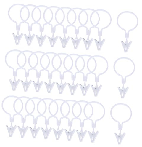 SHINEOFI Anillos De Cortina con Clips para Barra Romana 80 Piezas Clips De Cortina Resistentes De Ventana y Ducha Compatibles para Home y Baño