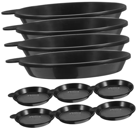 IWOWHERO 10 Pezzi Sottovasi in Plastica con Manico per Piante Succulente e Bonsai Diametro Vassoio Profondo Antigoccia per Balcone e Giardino Nero Resistente e Facile da Trasportare