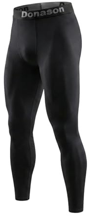 Donason Pantaloni a Compressione da Uomo Traspirante Running Leggins Uomo con Tasche, Lunghi e Traspiranti Asciugatura Rapida Sportivi Calzamaglia per Corsa Calcio Basket Allenamento Ciclismo Jogging