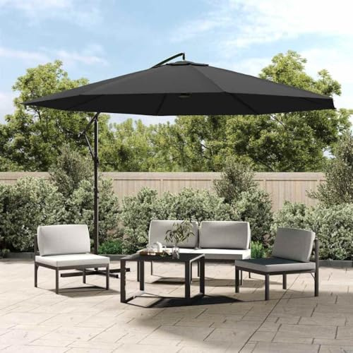 Balkonabdeckung Gartenschirm,Ampelschirm mit Aluminium Mast 350 cm Anthrazit,Für Terrasse Balkon Garten,Vielseitig Einsetzbar