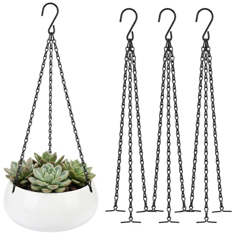 SIWOKJJO 4 Pack Heavy Duty Hanging Basket Chains, Hanging Baskets | 3 Strand Chains for Hanging Basket Hanging Planter Basket Indoor Outdoor Flower Pots