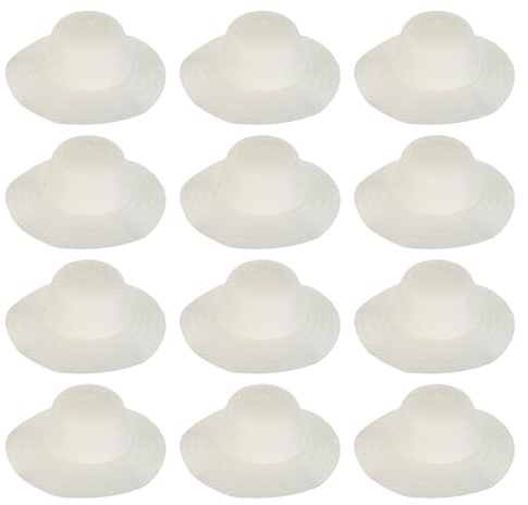 JOYOFREELY Sombreros de Paja Hechos a Mano para Pintar 12 Piezas ala Ancha Ajustable y Protección UV Ideales para Manualidades y Disfraces de Verano