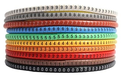 Etiquetas 500/2000, marcador de Cable aislado, etiquetas for cables, mangas de Cable for marcado de cables de PVC, accesorios de cableado de 0 a 9 colores(2.5 square,2set (1000 labels))