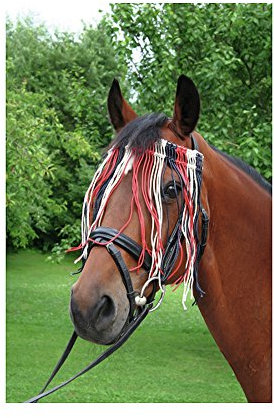 Kerbl Fliegen Fransenband (rot/blau/weiß), Cob