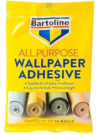 Bartoline All Purpose Wallpaper Adhesive 10 Roll – Mixes in 30 Seconds, Ready in 4 Minutes Strong Starch-Based Flake Paste for All Wallpaper Types and Polystyrene Tiles, Easy Spread, Long-Lasting Hold