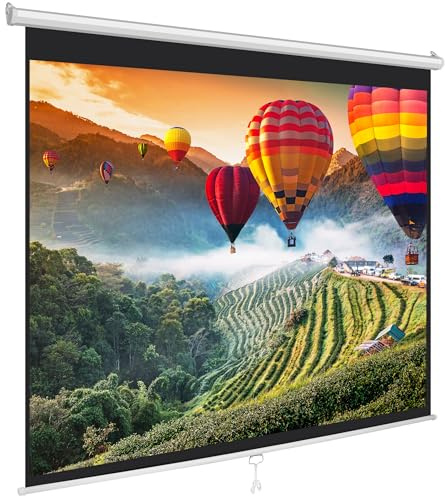 Pyle Projector Screen Pull Down Manual – 84-Inch Roll-Down Wall &Ceiling Mount Projection Screen with Black Masking Border for Home Cinema, Office or Classroom Use