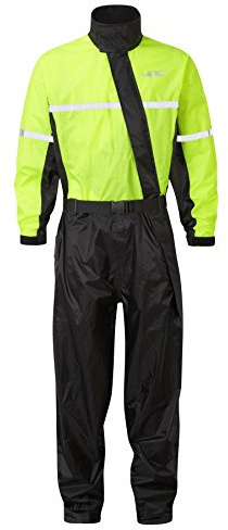 JDC Traje Impermeable Moto Lluvia Sobre Traje 1PC 1 Pieza - Shield - Amarillo/Negro - M - Largo Regular