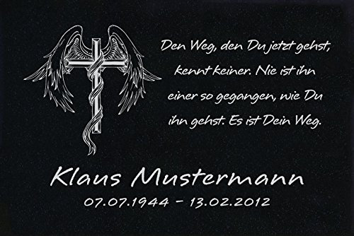 LaserArt24 Granit Grabstein, Grabplatte oder Grabschmuck mit dem Motiv Grabstein-ag34 und Ihrem Text/Daten