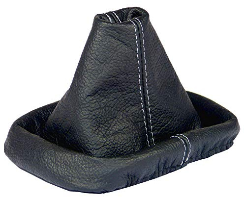 Schaltsack für VW Golf 4 IV & für Bora - Bj. 1997 - 2006 - aus echtem Leder - Schwarz - Grau - Schaltmanschette - Manschette für Gangschaltung - Schalthebelmanschette für Schaltgetriebe - A0036