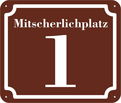 braunes Hausnummer und Straße Schild 2mm Aluverbund, 3-4 Zahlen 24 x 17 cm individuell nach Ihren Wünschen selbst gestalten